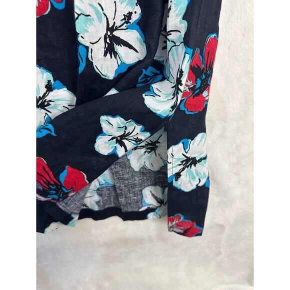 NWT Talbots Navy Floral Longline Top 3X Beaded 100% Linen - Picture 5 of 9